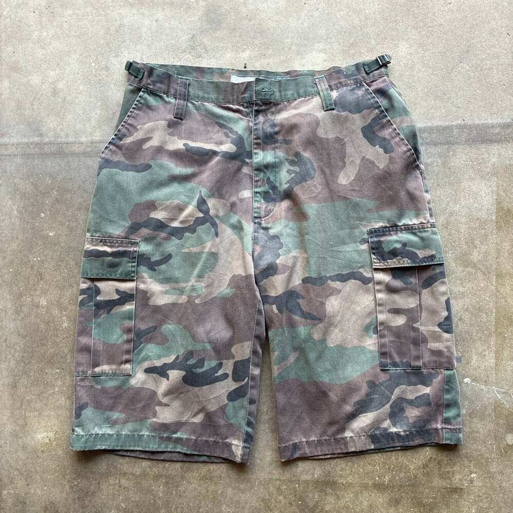 Y2K Vintage Woodland Camouflage Cargo 3/4 Shorts